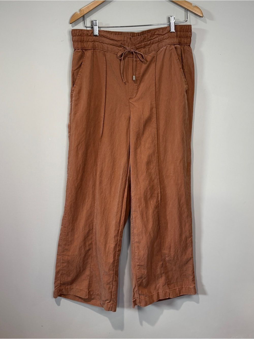 Calypso St. Barth Womens Wide Leg Brown Pull On Pants Lyocell Drawstring Boho L